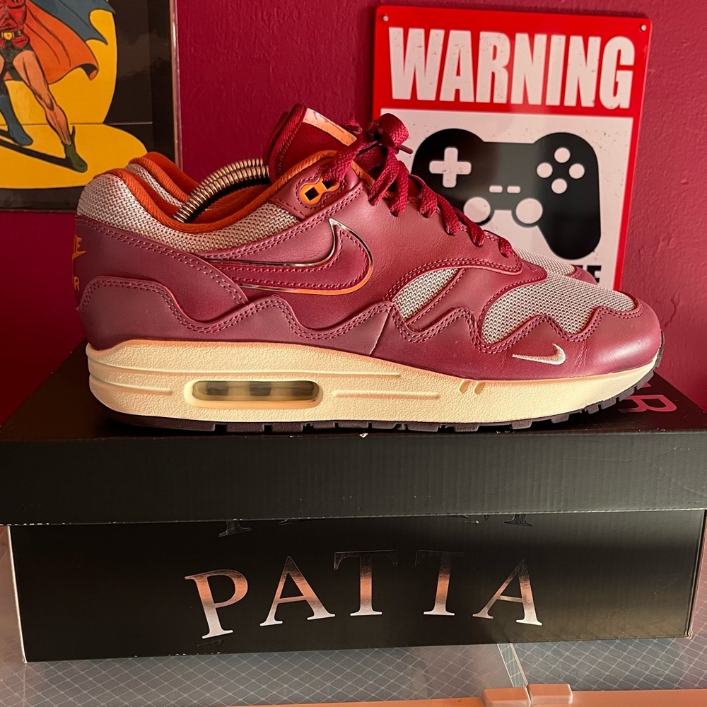 Nike Air Max 1 Patta Waves Rush Maroon Size 10